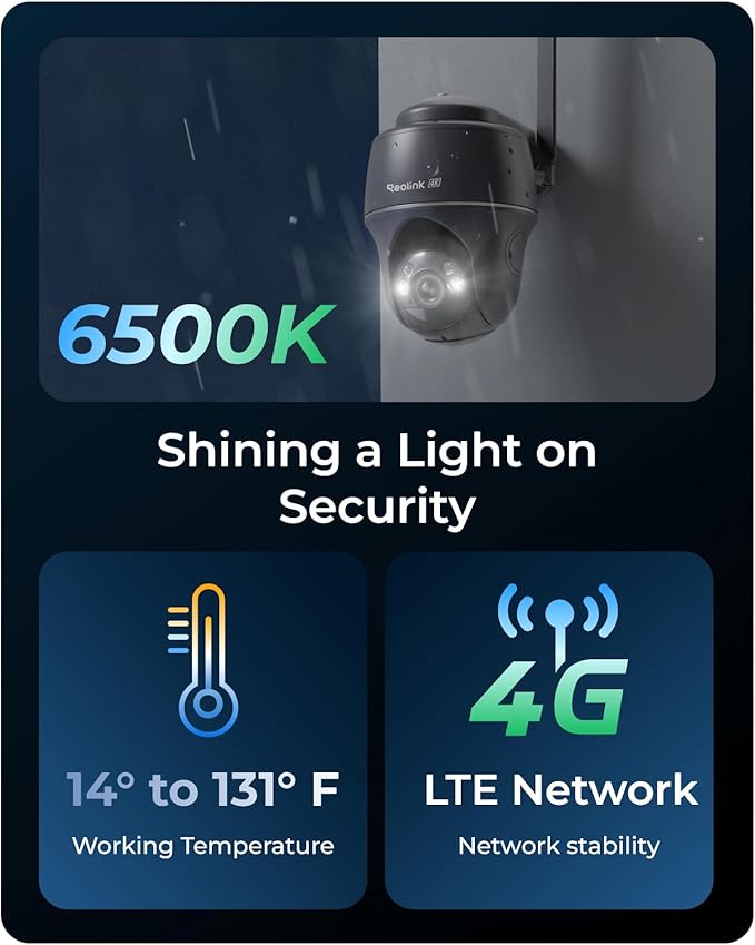 REOLINK 4K 4G LTE Cellular Security Camera, 8MP No WiFi Solar Powered, Pan Tilt 360° with Smart Detection, Color Night Vision, Local Storage, SIM+32GB SD Card Included, Go PT Ultra-Grey+Solar Panel 2