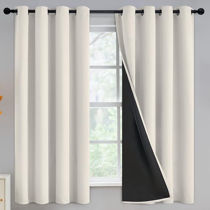 Yakamok Cream Blackout Curtains 63 inches Long by Yakamok