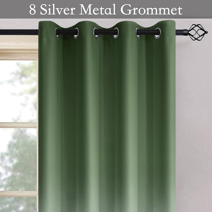 SimpleHome Sage Green to Grey White Ombre Room Darkening Curtains 63 Inch | - Image 3