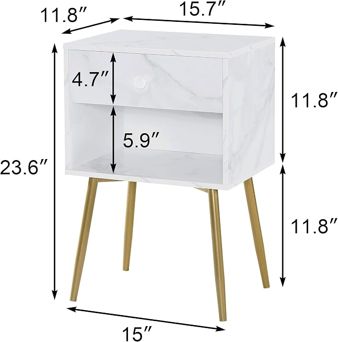 VECELO Nightstands Set of 2, Mid Century Modern End Bedside Table, Night Stand - Image 3