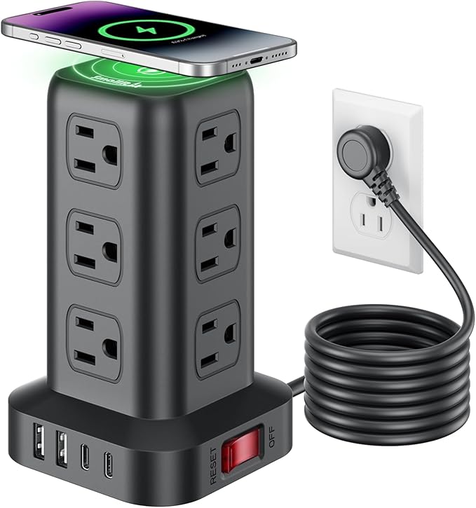 Extension Cord with Multiple Outlets, SMALLRT Power Strip Tower, Outlet by SMALLRT