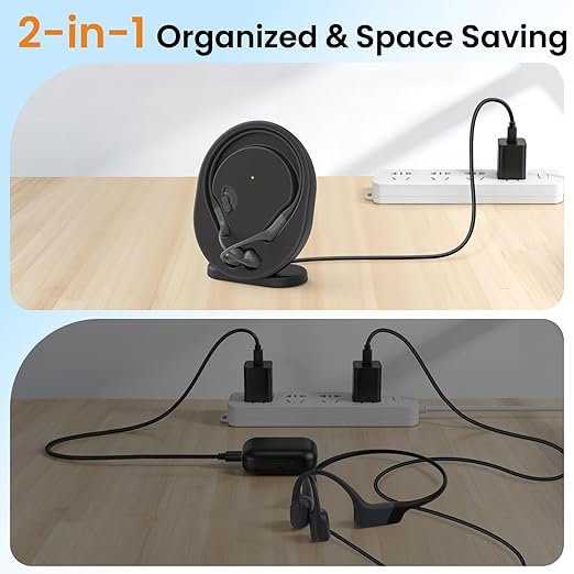 FEFAIA Wireless Charger Station Compatible with Shokz OpenRun Pro/OpenRun Standard Mini, 3.93ft Magnetic Charger Cable Charging Stand Holder Dock USB Power Cord Replacement for Shokz Headphones