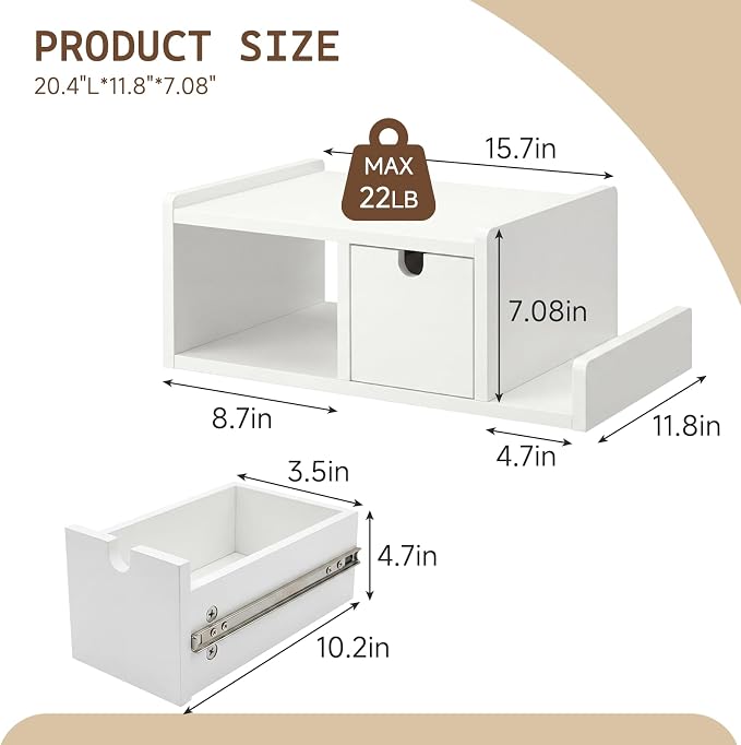 Floating Nightstand Wall Mounted, Bedside Table - Image 3