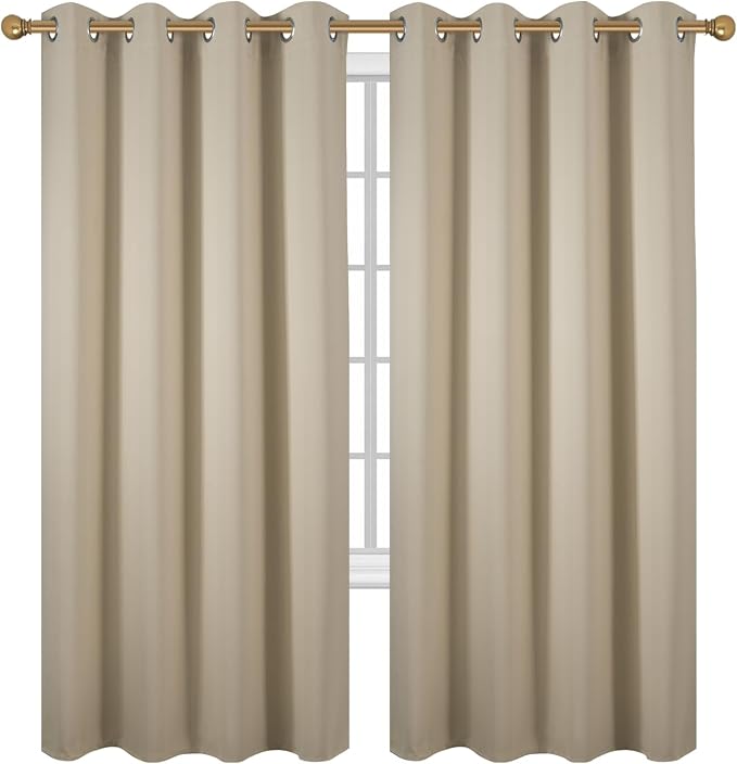 Diraysid Beige Grommet Blackout Curtains - Image 2