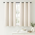 Short Beige White Blackout Kitchen Curtain W40 x L45 Inch 2 Panels | Thermal by Woaboy