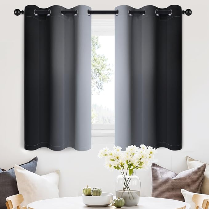 SimpleHome Ombre Black to Grey White Curtains by SimpleHome