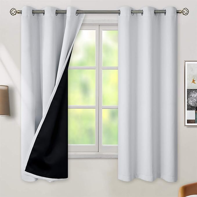 BGment Greyish White 100% Blackout Curtains by BGment