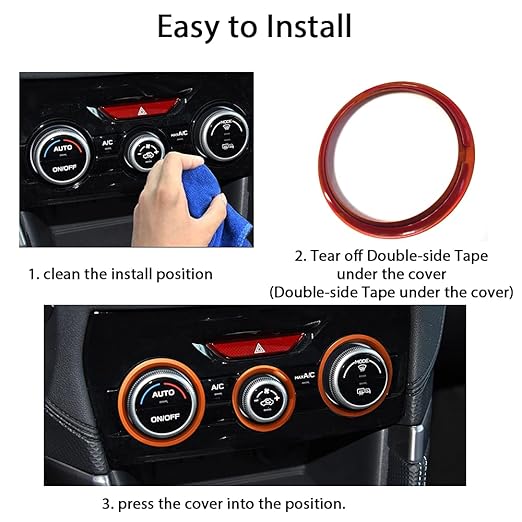 Auovo AC Climate Control Knob Outer Ring Covers for Subaru Crosstrek Accessories 2018-2023 / Impreza 2017-2023/ Forester 2019-2024 Interior for Car Air Condition Switch Control Trim (Sun Orange)