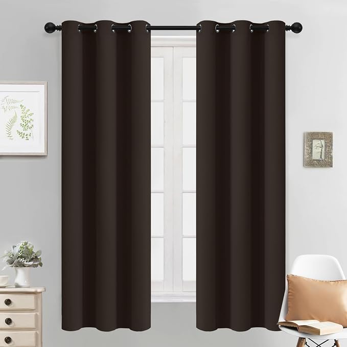 Yakamok Blackout Curtains 38x63 inch Dark Brown Thermal Drapes-Bedroom | 2 by Yakamok