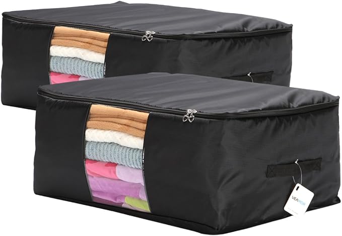Comforter Storage Bags Pack of 2, Pillow Beddings/Blanket Clothes Organizer by VEAMOR