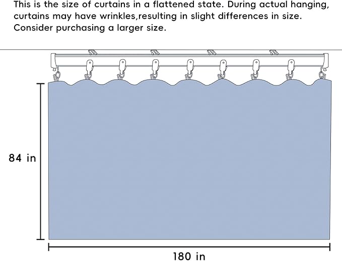 Room Divider Curtains Total Blackout Privacy Curtain Panel Room Thermal Insulated Noise Reduction Curtains for Bedroom Window Living Room Ceiling Track Curtain W 15 ft × H 7 ft Black