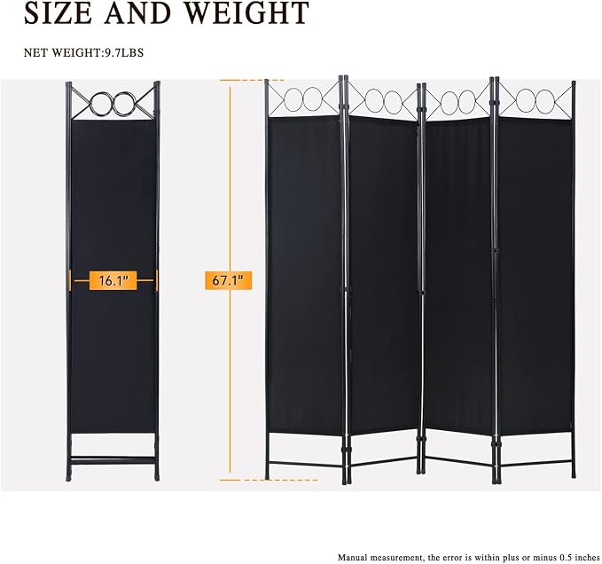 Dopinmin Room Divider & Folding Privacy Screens, Wall Divider - Image 7
