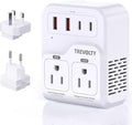 2000W Voltage Converter US to Europe for Hair Dryers, 7-in-1 220V to 110V Converter for European Travel with 3 AC/2 USBA/2 USBC Ports (PD20W), Universal Travel Adapter with Type C G Plug (White)
