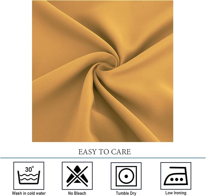 Diraysid Mustard Yellow Grommet Blackout Curtains - Image 4