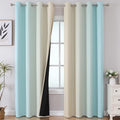 Aqua and Beige Ombre Blackout Bedroom Curtains 102 Inches | Thermal Insulated by ESTELARTEXTILER