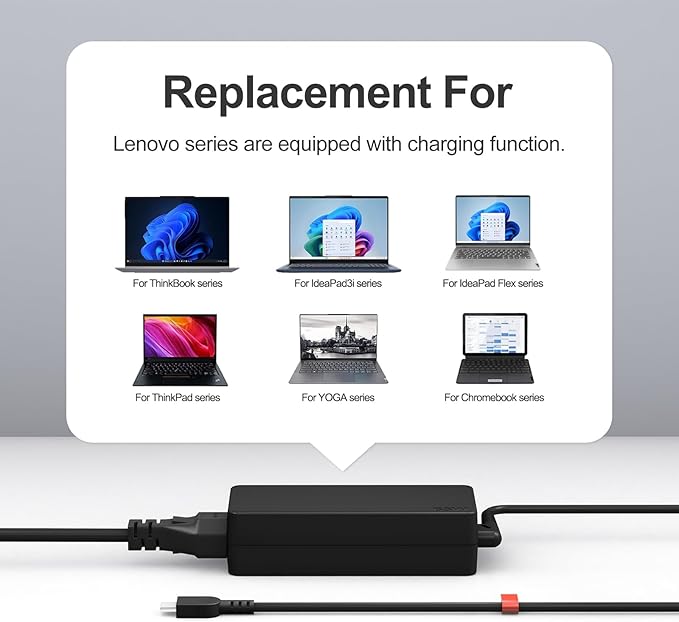 65W USB-C Laptop Charger Compatible with Lenovo Yoga,Chromebook,ThinkPad T490 X380 L490 E480, ADLX65YDC3A ADLX65YLC3A 65w Laptop Adapter