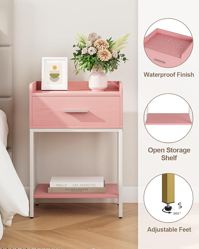 Nightstand, Modern Bedside Table Night Stand - Image 6