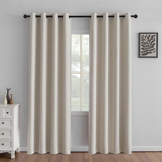 IGEMAEVE Blackout Curtains for Bedroom Grommets Cream 52" W x 84" L | Living by IGEMAEVE
