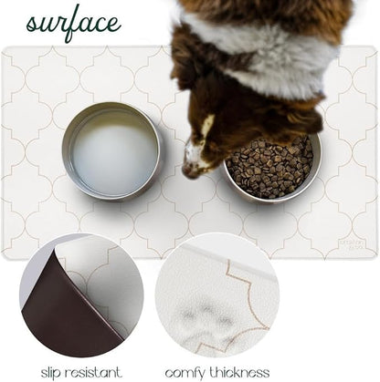 CROXTON & CO. Non-Slip Faux Leather Pet Feeding Mat for Dog Bowls | Large Bowl Mat for Food and Water | Durable, Easy-to-Clean Pet Food Mat for Floors | Size: 16.5"x18"