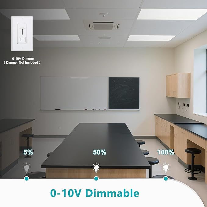VocgoUU 2x4 LED Flat Panel Light for Drop Ceiling, 6600LM, 0-10V Dimmable, 40W/50W/60W Selectable, 4CCT 3000K/4000K/5000K/6000K, ETL Listed, 100-277V, 4 Pack