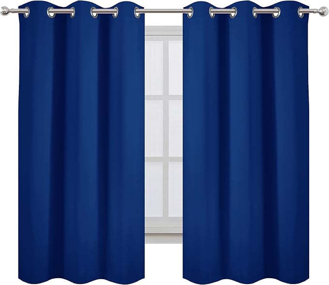 Blackout Curtains 38 x 63 inch/Royal Blue Curtains Set of 2 Panels/Thermal - Image 2