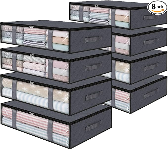StorageRight Under Bed Storage Bags, 8 Pack, Comforters, Blankets and Seasonal by StorageRight