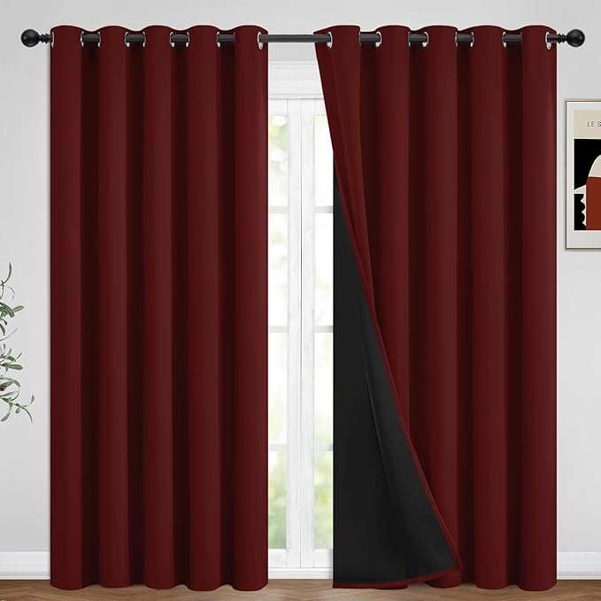 Yakamok Burgundy Red Blackout Curtains 96 Inch Length by Yakamok