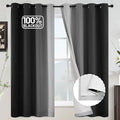 COSVIYA Grommet 100% Blackout Black Ombre Curtains White Back, W52xL63 Inch | 2 by COSVIYA