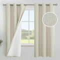 YoungsTex Linen Blackout Curtains 63 Inch Length, Rustic Room Darkening Drapes by YoungsTex