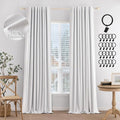 MIULEE 100% Blackout Curtains Faux Linen Curtains & Drapes 108 Inch, Full Black by MIULEE