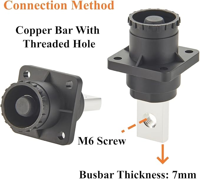 1 Set Battery Energy Storage Connector 350A 95mm² High Current HV Connectors Quick Plug Terminal Right Angle Plug and Socket IP67 Waterproof Power Adapter (Black, 350A)