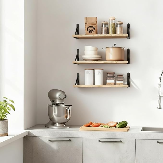 Fixwal Wall Floating Shelves for Decor | Wood Shelves, Natural Grain, 40Lb - Image 7