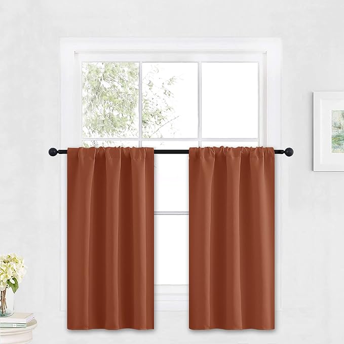 RYB HOME Kitchen Blackout Curtains Over Sink 36 inch Length, Rod Pocket | by RYBHOME