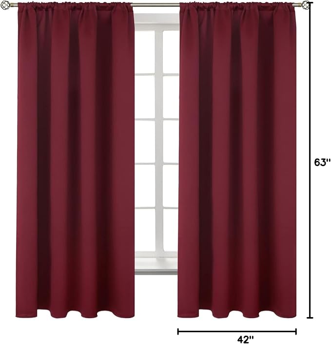 BGment Burgundy Blackout Curtains 63 Inch Length - Image 6