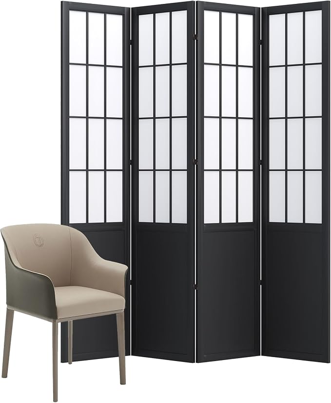 Room Divider, 66.9Inch Tall Japanese Shoji Style Folding Wood Screen - Image 7