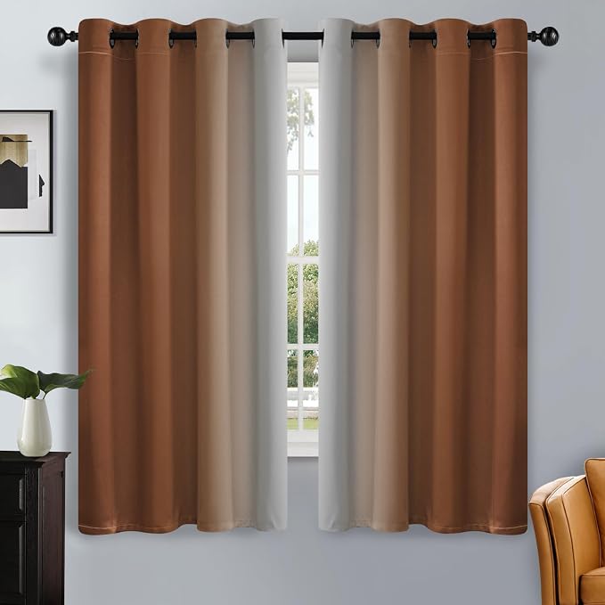 SimpleHome Ombre Burnt Orange to Grey White Curtains by SimpleHome