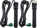 GoGreen Power Inc. (G-16106MSBK-2) 6 Outlet Surge Protector, 6FT Cord, Black, 2 Pack