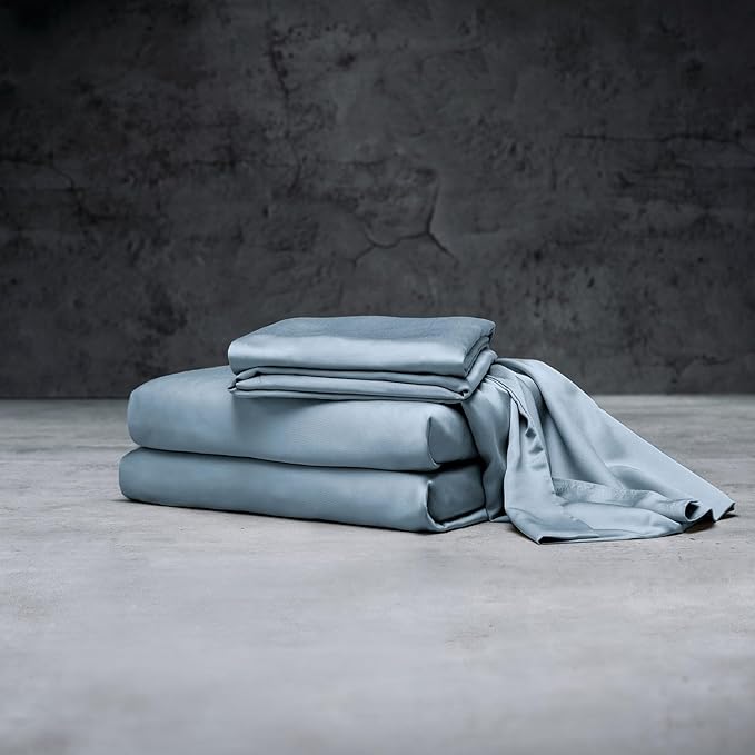 LUXOME Luxury Sheet Set | 100% Rayon (Viscose) from Bamboo | Twin XL - Surf | Deep Pockets | 3-Piece Set (Fitted, Flat, Pillowcase)