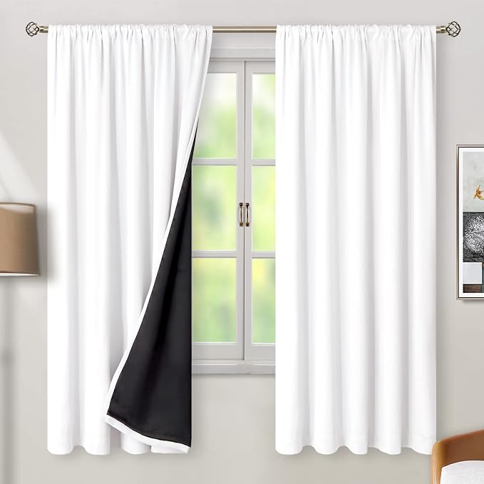 BGment Pure White 100% Blackout Curtains - Image 2