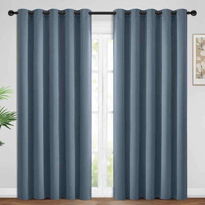 Yakamok Room Darkening Curtains 62x84 inch Length Stone Blue-Living Room | 2 by Yakamok