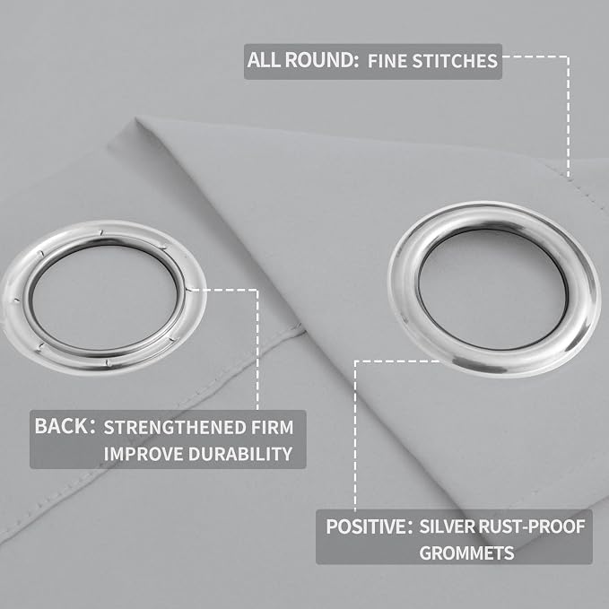 Easy-Going Blackout Curtains for Bedroom, Solid Thermal Insulated Grommet and - Image 4