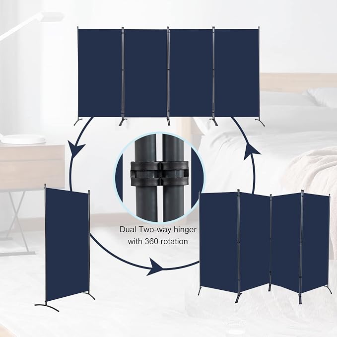 4 Panel Folding Room Divider, Sturdy Frame Freestanding Wall Divider - Image 4