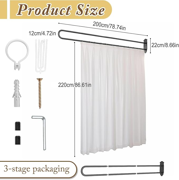 Privacy Partition Curtains, U Shaped Rod - Image 6