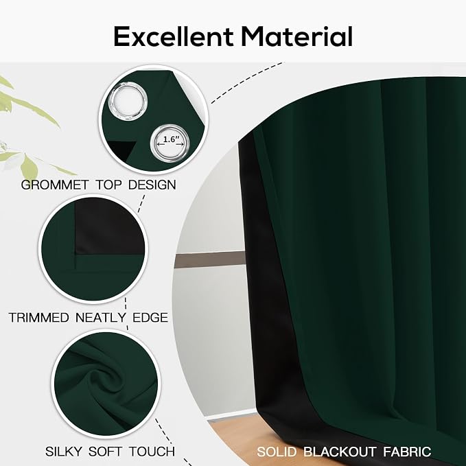 Yakamok Pine Tree Green Blackout Curtains 84" Long - Image 4