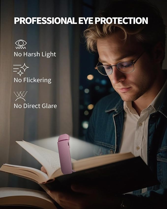 HEMONNKAM Book Reading Light, Rechargeable Clip on Booklight, Eye Caring 3 - Image 3