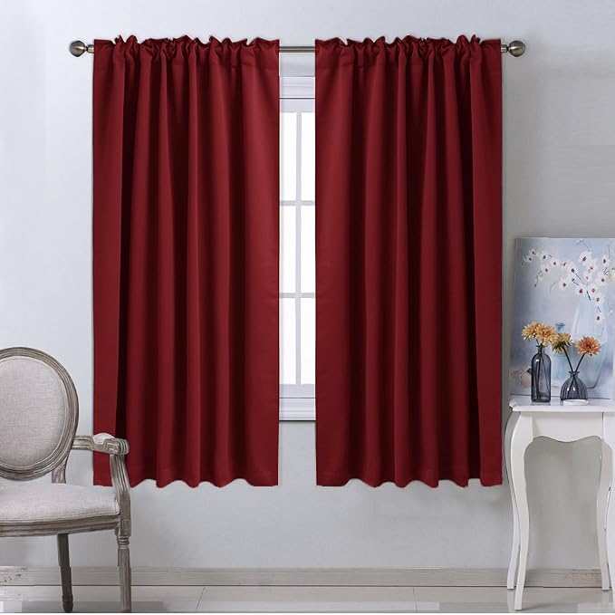 NICETOWN Christmas Burgundy Bedroom Blackout Draperies Panels - Image 2