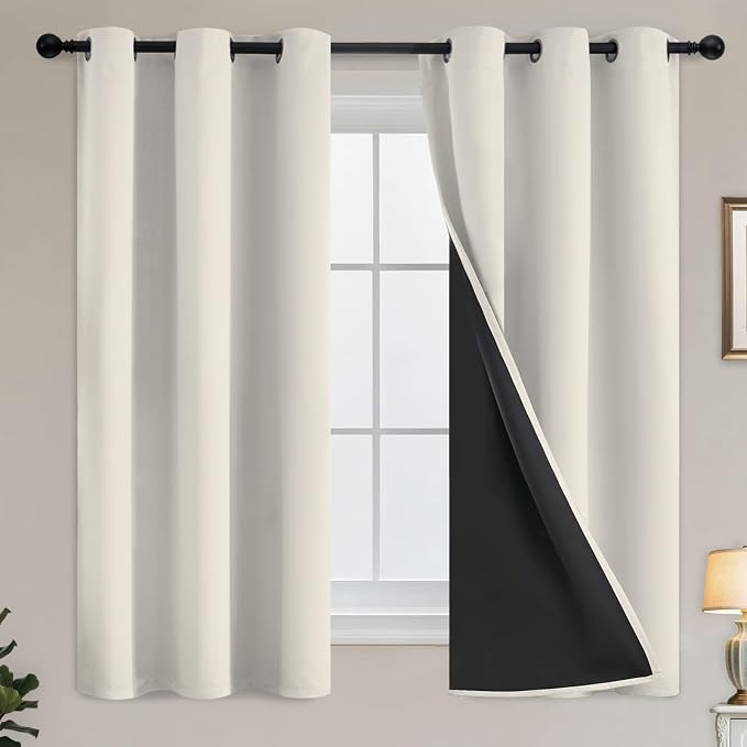 Yakamok Cream Blackout Curtains 63 inches Long by Yakamok