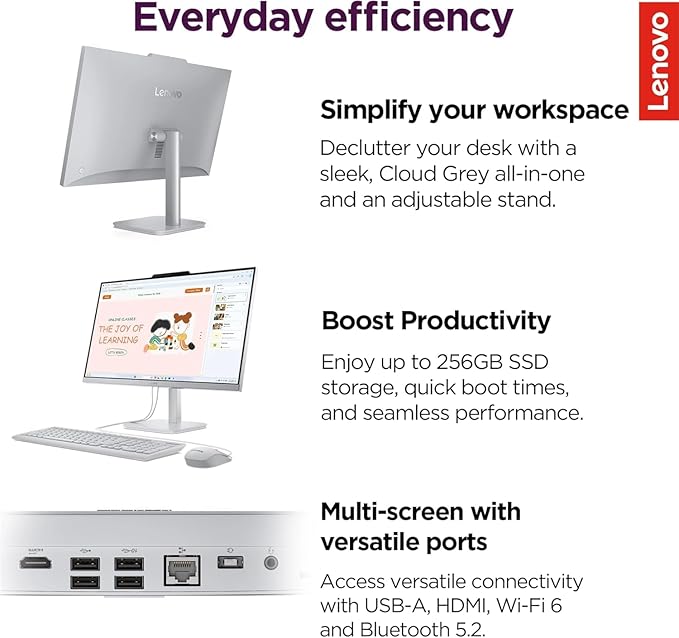 Lenovo IdeaCentre 24" FHD All-in-One Desktop Computer with Lifetime Office 365 for The Web • 32GB RAM • 2TB Storage • Intel Core • Wired Keyboard and Mouse • Windows 11