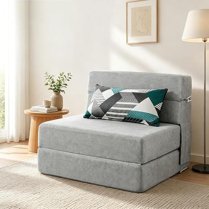 ANONER Folding Sofa Bed Couch Memory Foam Fold Out Chair Bed by ANONER