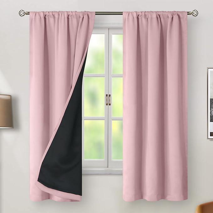 BGment Pink 100% Blackout Curtains 63 Inches Long - Image 2